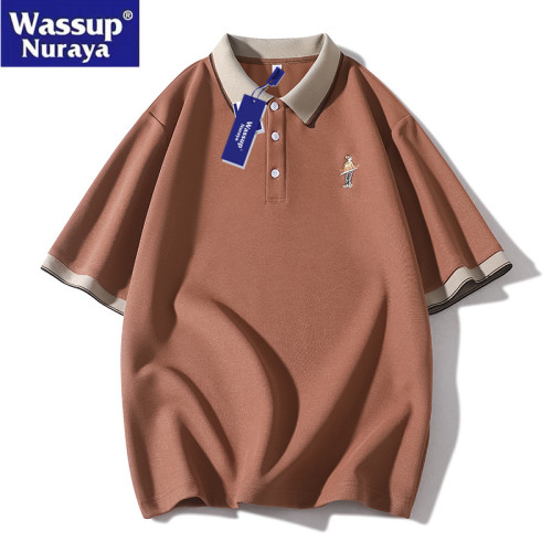 WASSUP Nuraya潮牌刺綉短袖polo衫男款夏季半袖大碼青少年翻領t恤