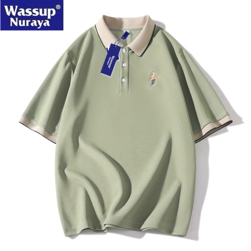 WASSUP Nuraya潮牌刺綉短袖polo衫男款夏季半袖大碼青少年翻領t恤