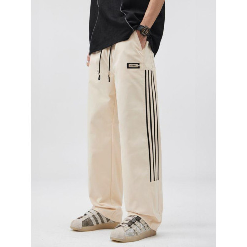 2025春季新款休閒褲男美式高街vibe風三條杠寬鬆直筒運動褲