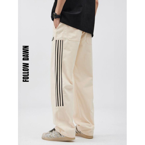 2025春季新款休閒褲男美式高街vibe風三條杠寬鬆直筒運動褲