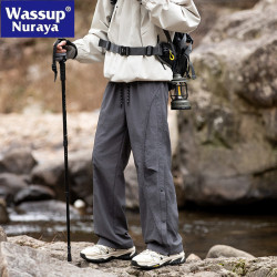 WASSUP NURAYA工裝褲男春秋戶外潮牌休閒褲美式機能繖兵休閒長褲