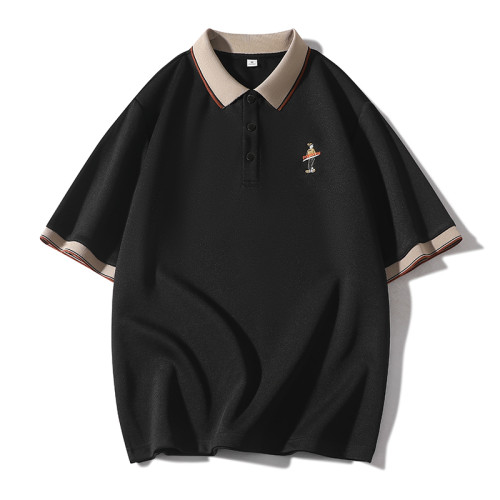 WASSUP NURAYA刺綉短袖polo衫男夏季半袖大碼寬松青年學生翻領t恤