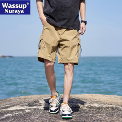 WASSUP NURAYA男士工裝沙灘短褲夏季薄款寬鬆冰絲速乾休閒五分褲