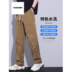 工裝褲子男款夏季薄款直筒寬松垂順男裝潮牌運動休閒長褲