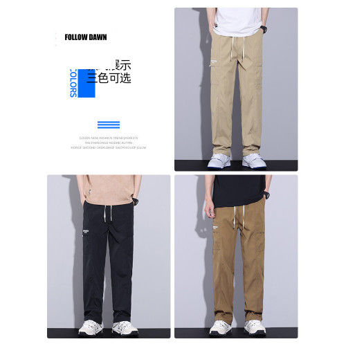 工裝褲子男款夏季薄款直筒寬松垂順男裝潮牌運動休閒長褲