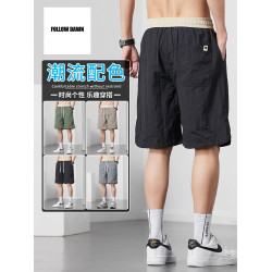 冰絲短褲男款2025夏天速乾薄款直筒馬褲潮牌寬松運動休閒五分褲子