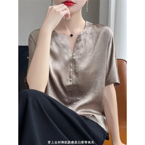 簡約肌理感褶皺襯衫寬松百搭顯瘦時尚休閒上衣通勤簡約純色襯衣女