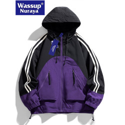WASSUP Nuraya潮牌運動外套男春秋連帽學生休閒夾克情侶沖鋒衣男