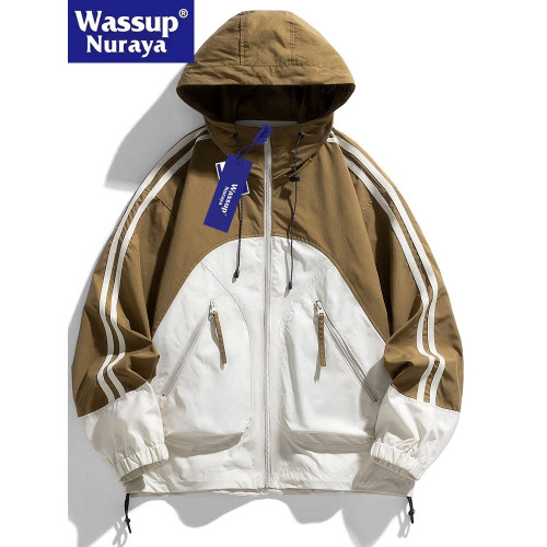 WASSUP Nuraya潮牌運動外套男春秋連帽學生休閒夾克情侶沖鋒衣男
