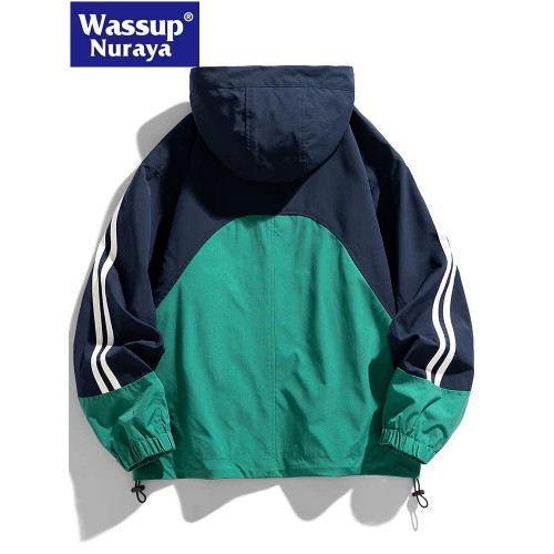 WASSUP Nuraya潮牌運動外套男春秋連帽學生休閒夾克情侶沖鋒衣男