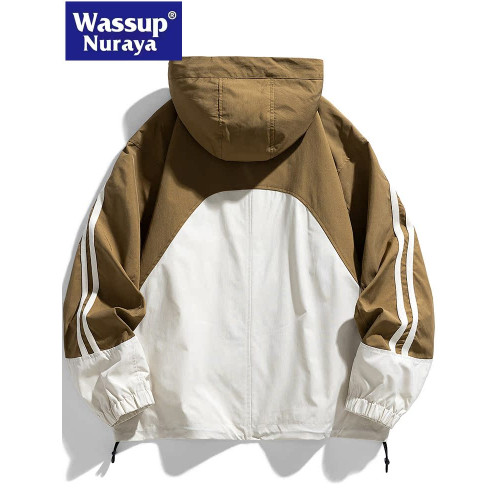 WASSUP Nuraya潮牌運動外套男春秋連帽學生休閒夾克情侶沖鋒衣男
