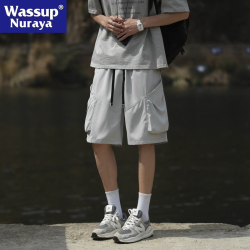 WASSUP NURAYA短褲男夏外穿美式潮牌大口袋工裝寬松運動五分中褲
