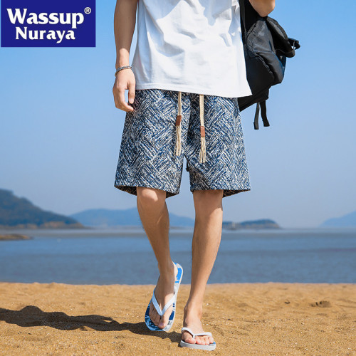 WASSUP NURAYA五分褲男夏季提花短褲寬松沙灘青年時尚潮牌休閒褲