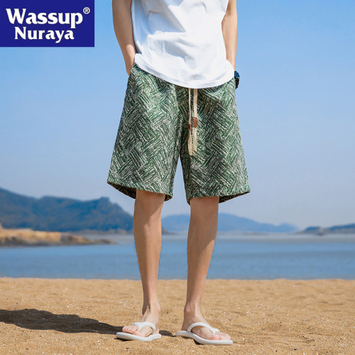 WASSUP NURAYA五分褲男夏季提花短褲寬松沙灘青年時尚潮牌休閒褲