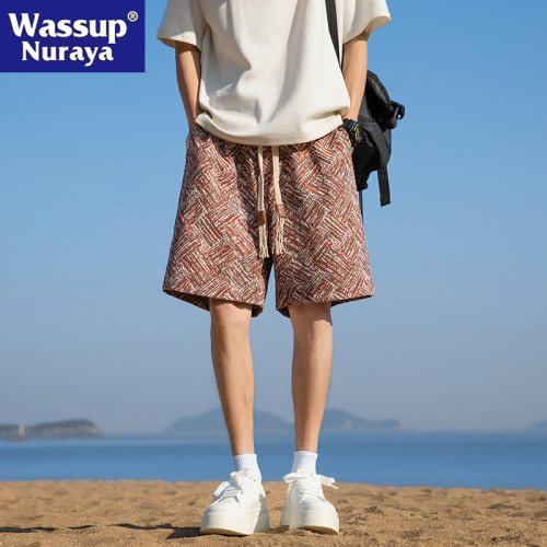 WASSUP NURAYA五分褲男夏季提花短褲寬松沙灘青年時尚潮牌休閒褲