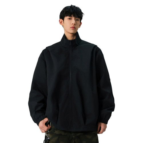 WASSUP NURAYA春秋新款立領夾克男休閒工裝青年學生防風純色外套