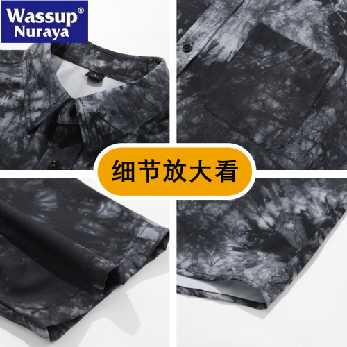 WASSUP Nuraya潮牌夏季新款男短袖休閒印花襯衫港風日系半袖襯衣