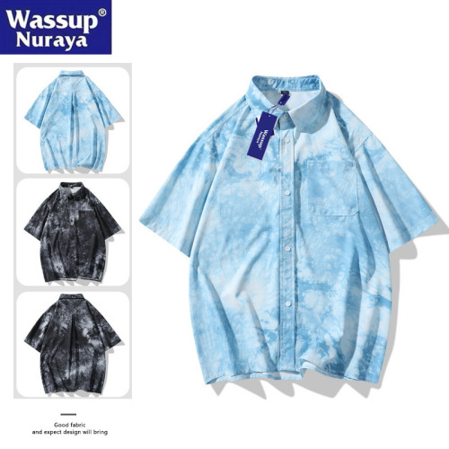 WASSUP Nuraya潮牌夏季新款男短袖休閒印花襯衫港風日系半袖襯衣