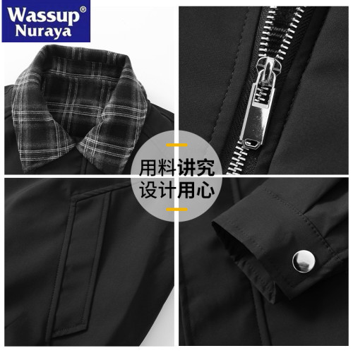 WASSUP Nuraya潮牌假兩件外套男春秋青少年酷帥高級感襯衫領夾克