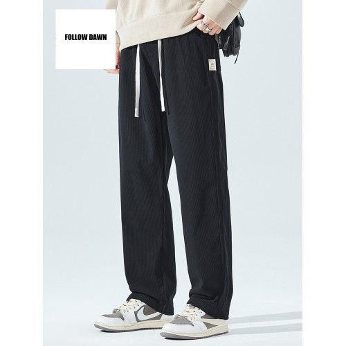 休閒褲男士春秋季新款潮流寬鬆直筒垂感長褲子燈芯絨濶腿