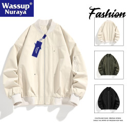 WASSUP Nuraya潮牌美式飛行夾克外套男春秋復古情侶高街棒球服男