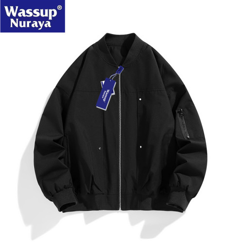 WASSUP Nuraya潮牌美式飛行夾克外套男春秋復古情侶高街棒球服男