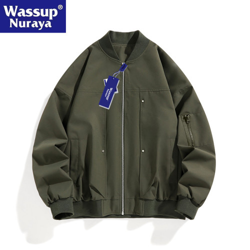 WASSUP Nuraya潮牌美式飛行夾克外套男春秋復古情侶高街棒球服男