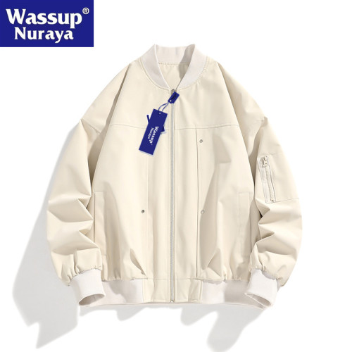 WASSUP Nuraya潮牌美式飛行夾克外套男春秋復古情侶高街棒球服男