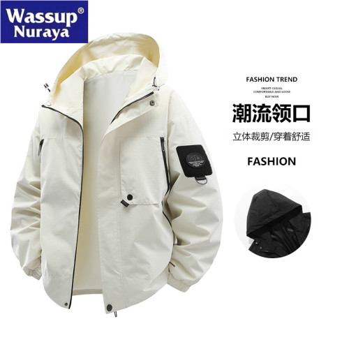 WASSUP Nuraya潮牌沖鋒衣男春秋2025年新款寬松防水連帽夾克外套