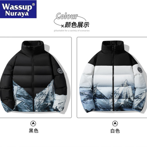 WASSUP Nuraya潮牌白鴨絨羽絨服男冬季短款冬裝立領情侶青年外套