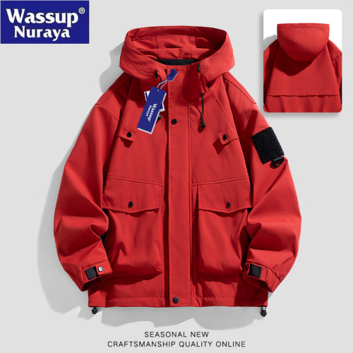 WASSUP Nuraya潮牌沖鋒衣外套男春秋寬松連帽工裝戶外防水夾克男 WASSUP Nuraya潮牌沖鋒衣外套男春秋寬松連帽工裝戶外防水夾克男
