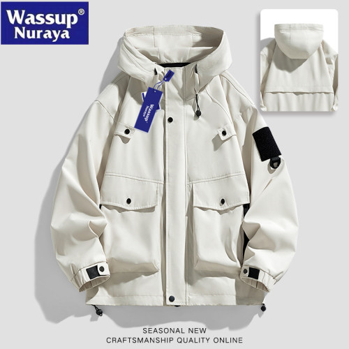 WASSUP Nuraya潮牌沖鋒衣外套男春秋寬松連帽工裝戶外防水夾克男 WASSUP Nuraya潮牌沖鋒衣外套男春秋寬松連帽工裝戶外防水夾克男