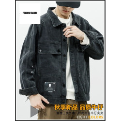 男裝外套春秋新款ins痞帥工裝服寬松潮流牛仔夾克男士上
