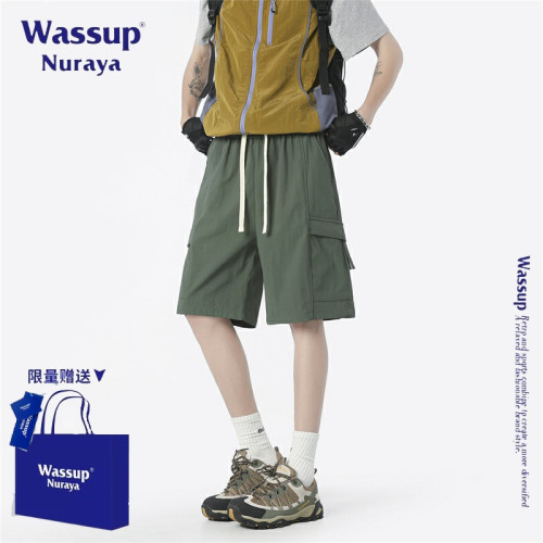 WASSUP NURAYA美式潮牌寬松休閒短褲男夏季新款速乾冰絲五分褲子
