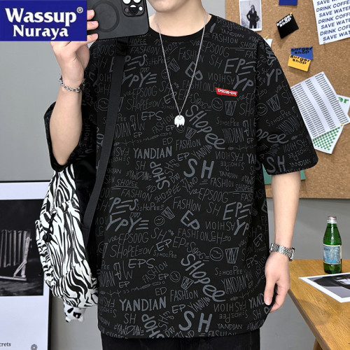 WASSUP NURAYA冰絲短袖t恤男士夏季2025新款寬松速乾大碼半袖體恤