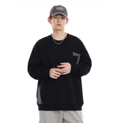 美式重磅肌理感圓領衛衣男士2025春季潮流寬鬆休閒套頭白色內搭