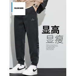 休閒褲男士2025春秋季新款寬松束腳潮牌工裝褲九分長褲子