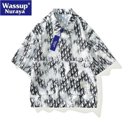 WASSUP Nuraya潮牌短袖襯衫男夏季2025新款美式百搭寬松工裝襯衣