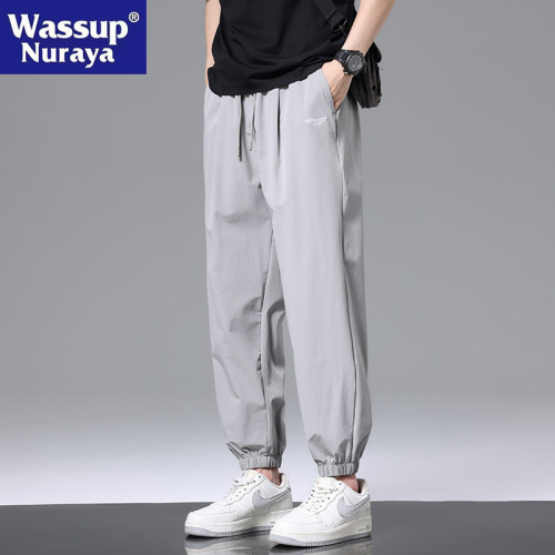 WASSUP NURAYA褲子男士寬松冰絲速乾夏季垂感透氣薄款運動休閒褲