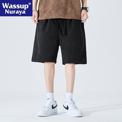 WASSUP NURAYA麂皮絨休閒短褲男情侶青少年夏季運動五分褲沙灘褲