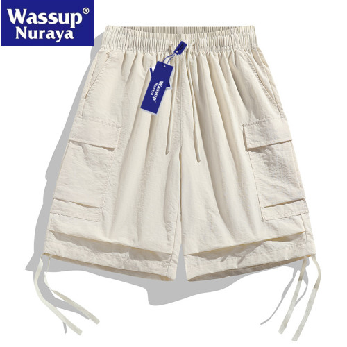 WASSUP Nuraya潮牌冰絲運動短褲男夏季速乾健身休閒五分沙灘褲男
