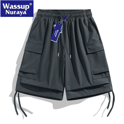 WASSUP Nuraya潮牌冰絲運動短褲男夏季速乾健身休閒五分沙灘褲男