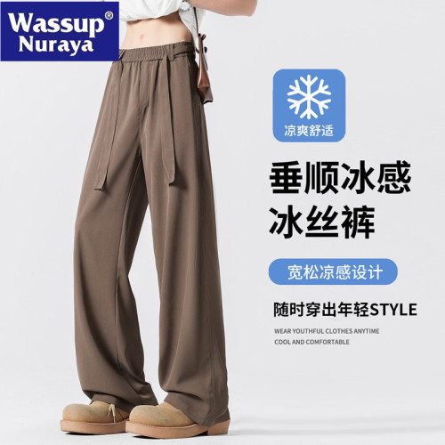 WASSUP NURAYA三本針休閒褲男夏寬松西褲美式潮牌慵懶垂感長褲子