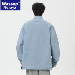 WASSUP NURAYA美式立領工裝飛行員夾克男潮拉鍊設計感棒球服外套