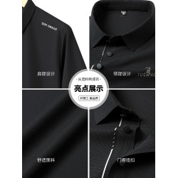啄木鳥官方旗艦店爸爸短袖t恤男士2025新款夏季中老年冰絲polo衫