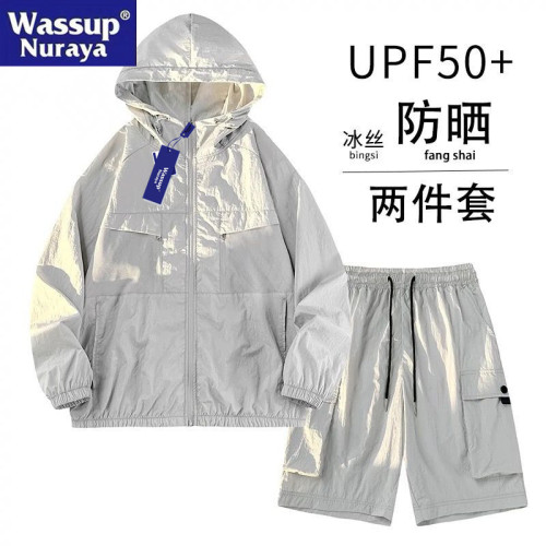 WASSUP Nuraya潮牌冰絲防曬衣套裝男休閒夏季搭配帥氣短褲兩件套