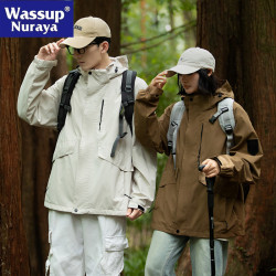 WASSUP NURAYA沖鋒外套男春秋戶外防風衣服情侶休閒寬松夾克上衣