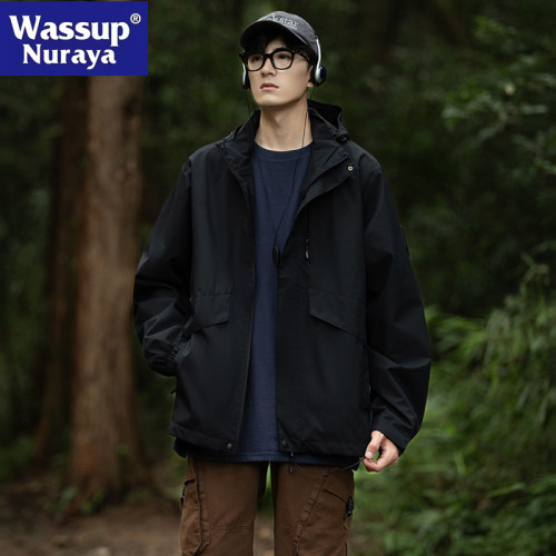 WASSUP NURAYA沖鋒外套男春秋戶外防風衣服情侶休閒寬松夾克上衣