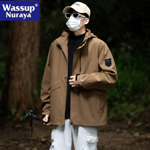 WASSUP NURAYA沖鋒外套男春秋戶外防風衣服情侶休閒寬松夾克上衣