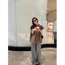 花邊領慵懶顯瘦減齡又時髦寬松短袖襯衫上衣女